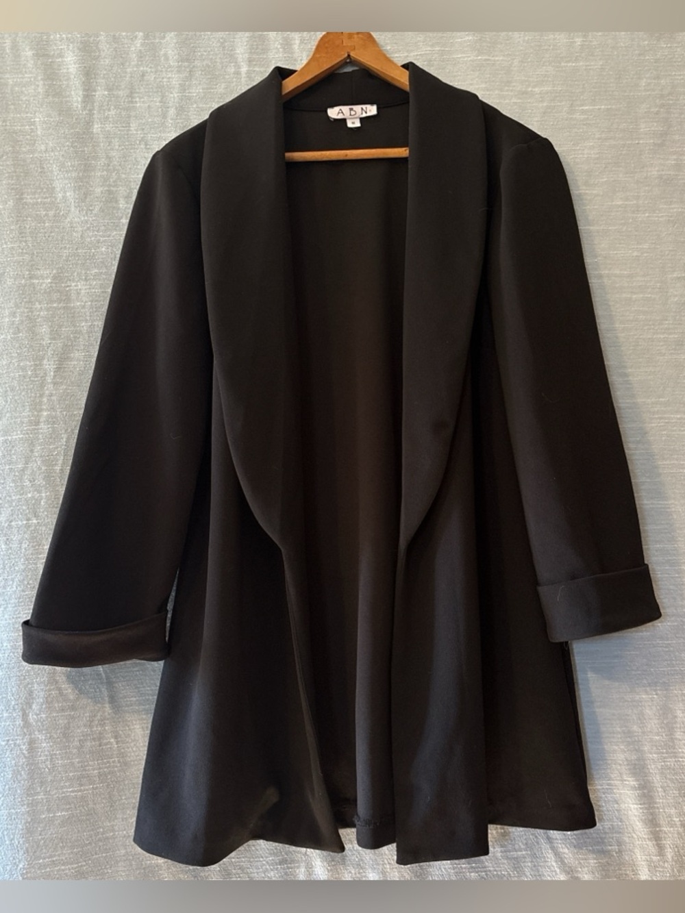 ABN Blazer Open Front Lightweight 3/4 Cuffed Sleeves Black Women’s Sz M